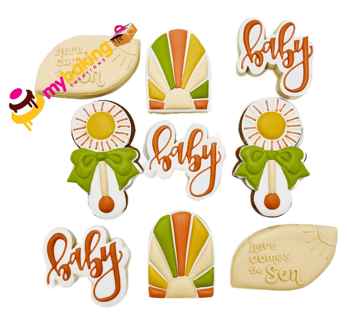 Custom hand-piped baby shower cookies San Francisco bakery